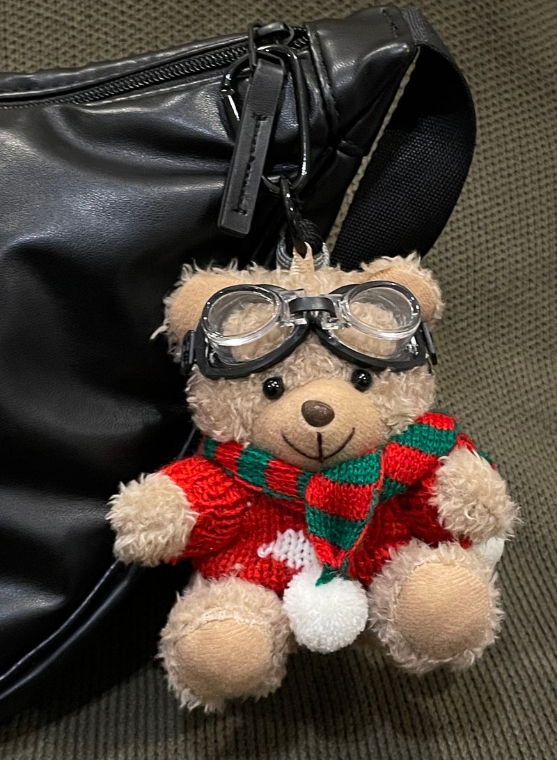 Adorable Christmas Teddy Bear Keychain & Bag Charm- Perfect mini plushie - Soft and Cute Teddy Bear for Girls, Christmas Toys for Kids, Car Key for Women(1pc, red/green) - Image 2
