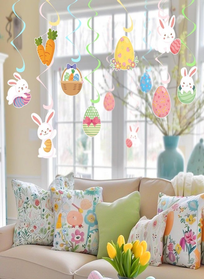 UNIIDECO 24PCS Easter Hanging Swirl Decorations Easter Eggs Bunny Ceiling Decorations Easter Party Decorations for Birthday Home Office Classroom Spring Decorations - Image 4