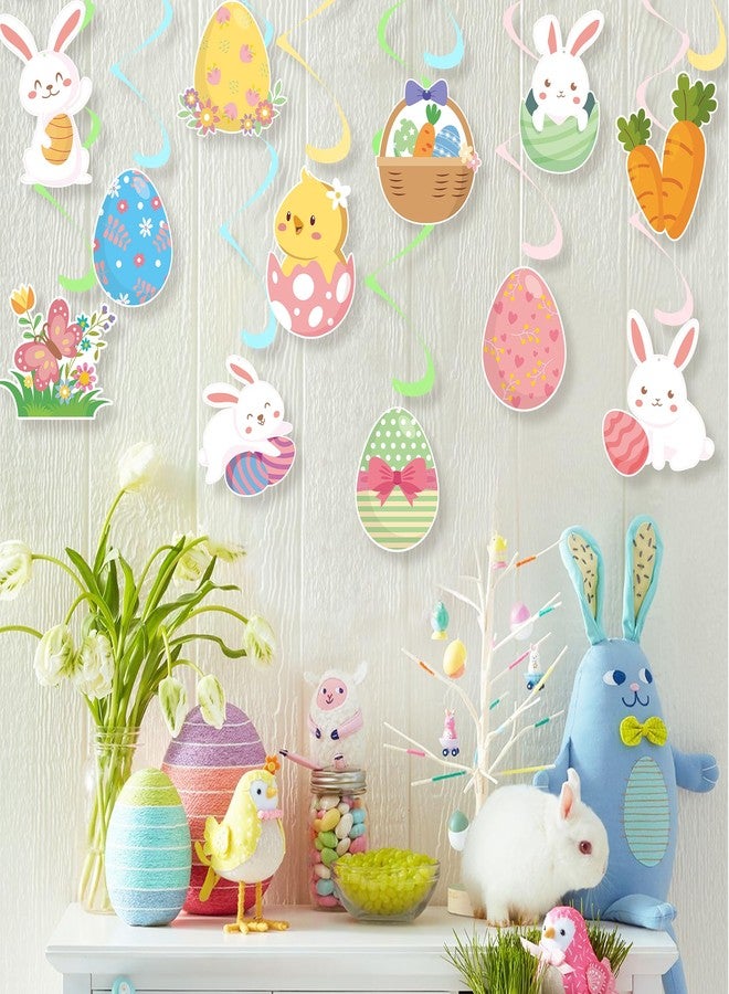 UNIIDECO 24PCS Easter Hanging Swirl Decorations Easter Eggs Bunny Ceiling Decorations Easter Party Decorations for Birthday Home Office Classroom Spring Decorations - Image 5