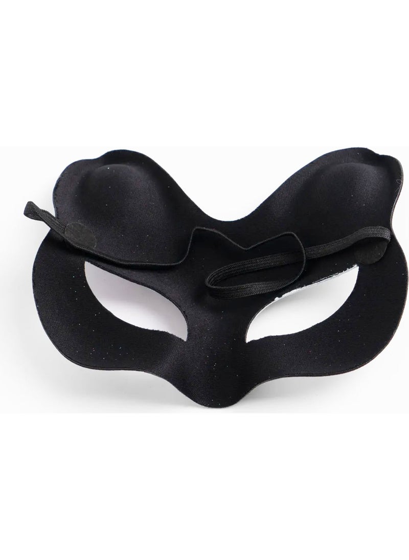 Himarry - Black Color Suede Coated Red Yellow Glitter Cat Mask 17X14 cm - Image 1