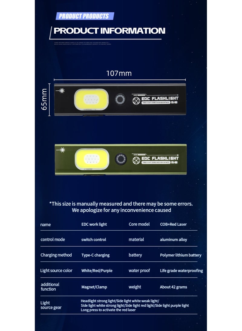 EDC 3-in-1 Magnetic, Ultra-Bright, Long-Lasting Outdoor Work Light with Red Laser(Black) - Image 3