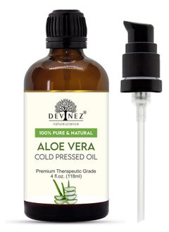Devinez Aloe Vera Cold Pressed Virgin Oil With Premium Lotion Pump Therapeutic Grade, 100% Pure Natural Oil For Glowing Skin, Body, Hair, Moisturizer, Massage And Aromatherapy (118 Ml)  - Image 1