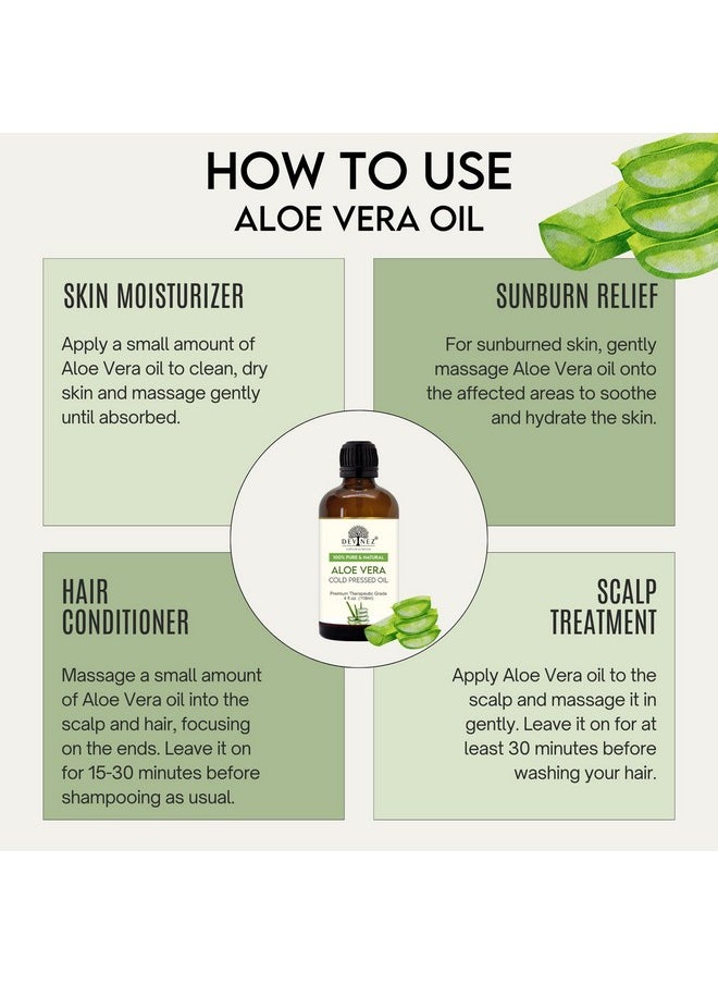 Devinez - Aloe Vera Cold Pressed Virgin Oil With Premium Lotion Pump Therapeutic Grade, 100% Pure Natural Oil For Glowing Skin, Body, Hair, Moisturizer, Massage And Aromatherapy (118 Ml) - Image 1