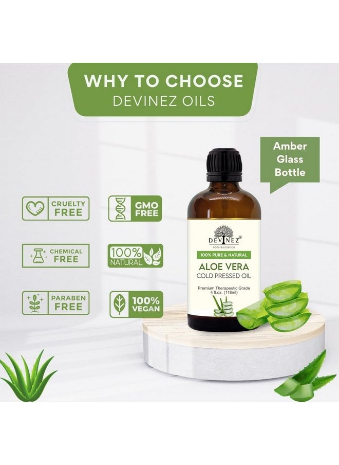 Devinez - Aloe Vera Cold Pressed Virgin Oil With Premium Lotion Pump Therapeutic Grade, 100% Pure Natural Oil For Glowing Skin, Body, Hair, Moisturizer, Massage And Aromatherapy (118 Ml) - Image 1