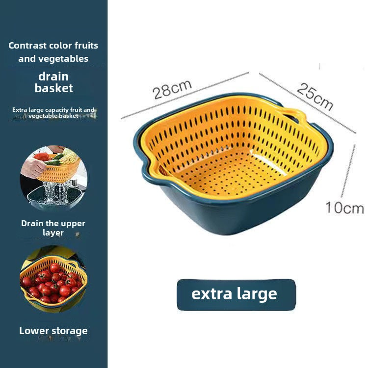 Double Layer Draining Basket Kitchen Sink Extra large drain basket (two-piece set)