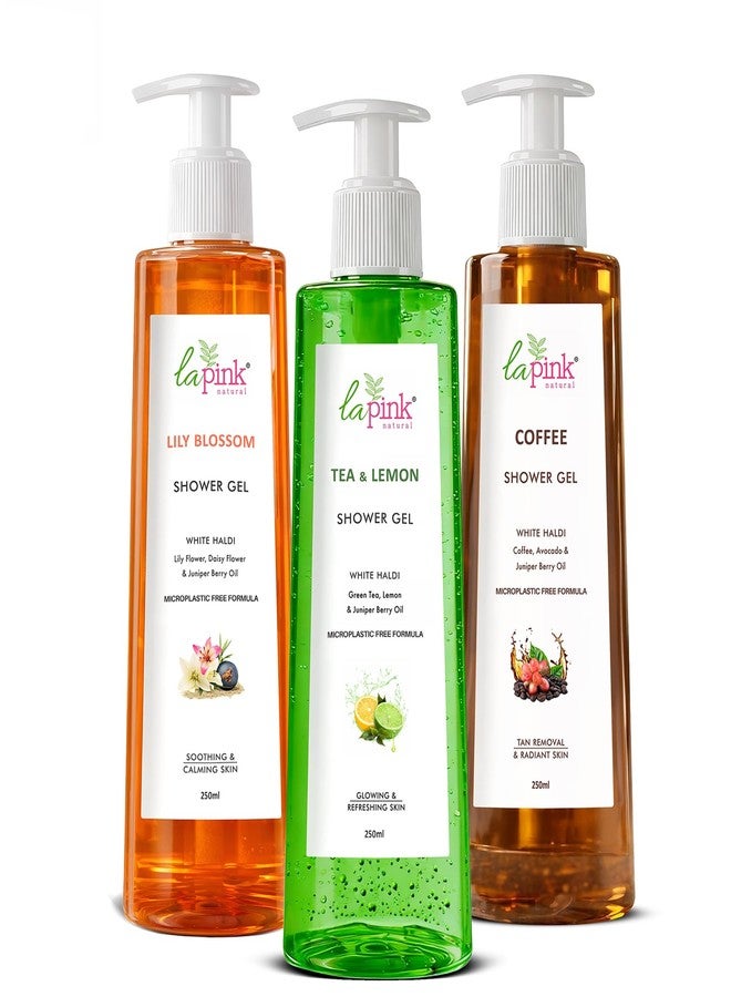 La Pink Refreshing Shower Gel Trio Pack 750ml Body Wash | Tea and Lemon, Coffee & Lily Blossom Body Wash (250ml X 3) - Image 1
