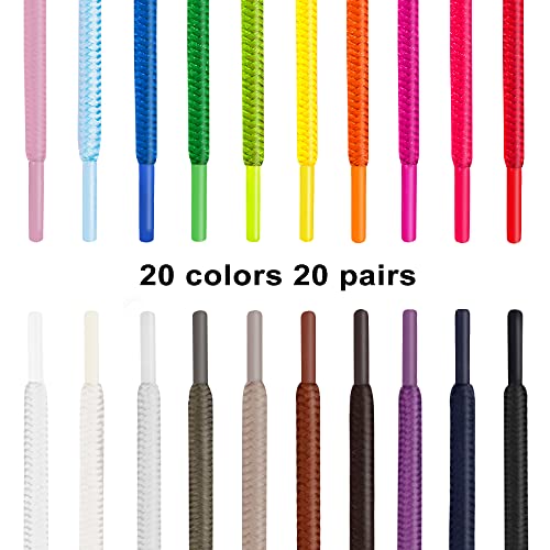 CUGBO 20 Pairs Round Shoelaces Assorted Colored 5mm Width Shoe Laces Strings for Sneakers Boots Skateboard Hiking Athletic Sport Shoes - Image 3