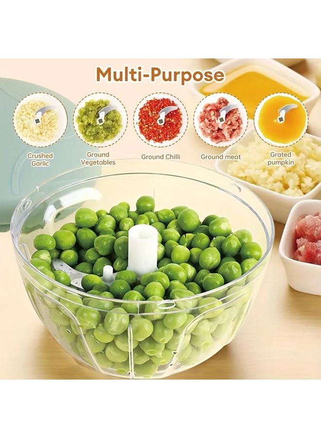 Manual Green Vegetable Shredder and Garlic Mincer Rotary Mini Kitchen Gadget 30.43 Ounce with Three Blades for Filling Salad Making and Effortless Vegetable Preparation Durable Kitchen Tool - Image 2