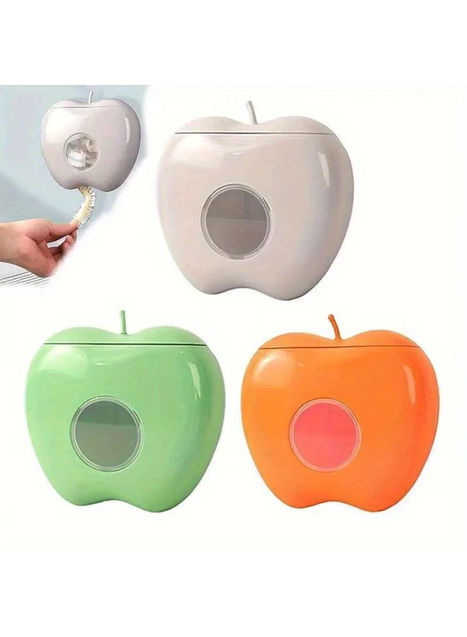 Orange Wall Mounted Apple Shaped Bag Dispenser Space Saving Kitchen Bathroom Organizer - Image 2