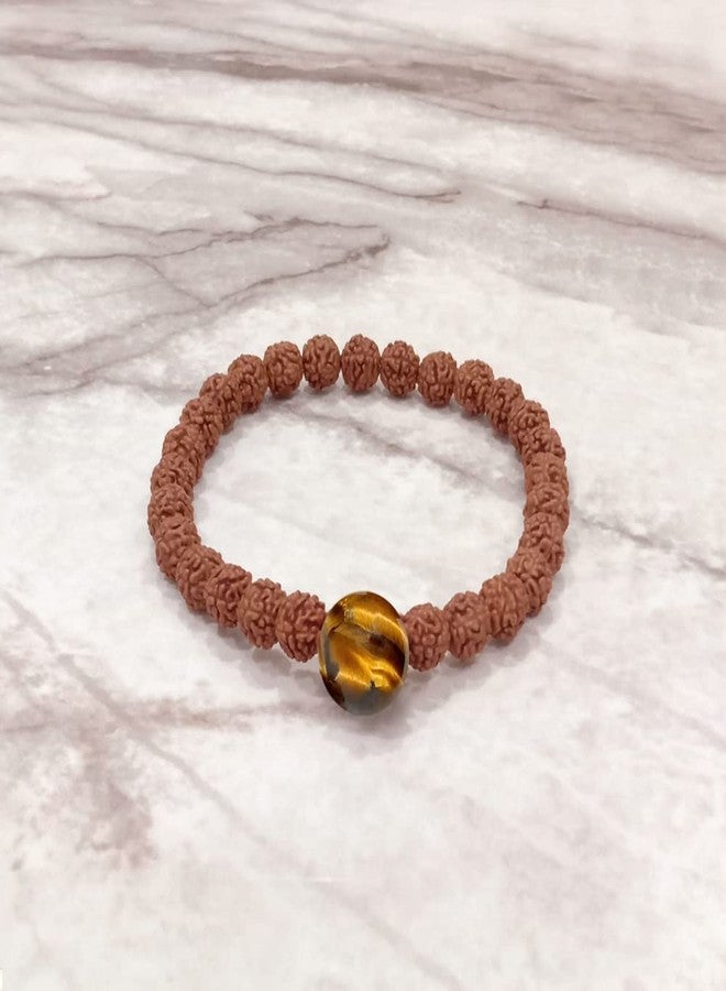 Chitshakti Lab Certified Original Panchmukhi Rudraksha Bracelet with Tiger Eye| AAA Grade Hand-sorted Rudraksha Stretchable Bracelet |Unisex both for Men and Women - Image 5