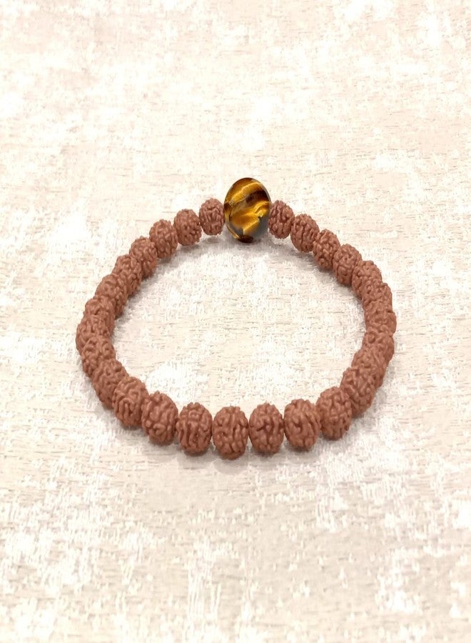 Chitshakti Lab Certified Original Panchmukhi Rudraksha Bracelet with Tiger Eye| AAA Grade Hand-sorted Rudraksha Stretchable Bracelet |Unisex both for Men and Women - Image 4