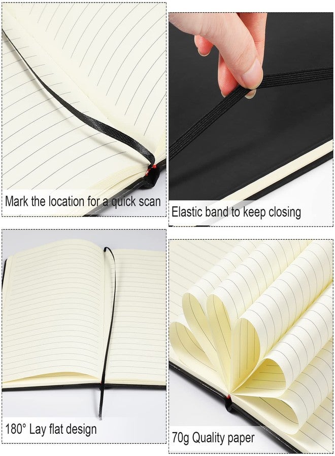 Honoson 20 Pieces Lined Journal Notebooks A5 Hardcover Executive Notebooks 5.5 X 8.3 Inches Journals Faux Leather Black Ruled Writing Notebooks with Elastic Band for Office Home School Business - Image 4