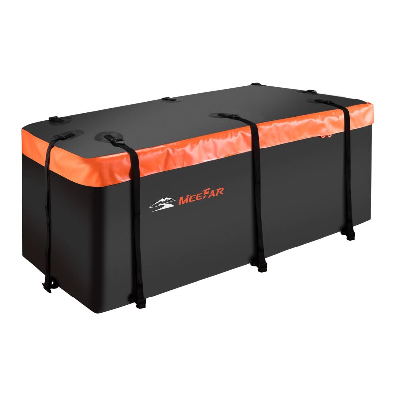 MeeFar Hitch Mount Cargo Carrier Bag Soft Shell 100% Waterproof 15 Cubic Feet (58" 24" 19") Include 8 Reinforced Straps for Truck Pickup All Vehicle with Steel Cargo Basket - Image 1