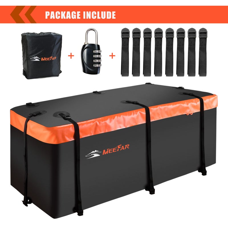MeeFar Hitch Mount Cargo Carrier Bag Soft Shell 100% Waterproof 15 Cubic Feet (58" 24" 19") Include 8 Reinforced Straps for Truck Pickup All Vehicle with Steel Cargo Basket - Image 3
