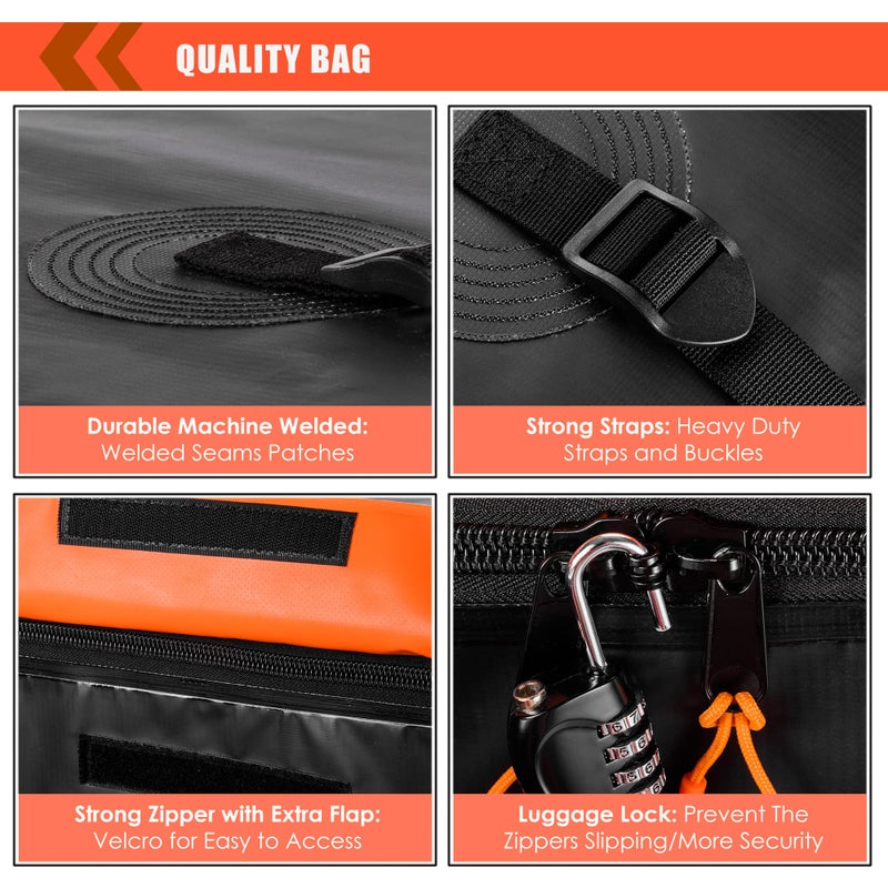 MeeFar Hitch Mount Cargo Carrier Bag Soft Shell 100% Waterproof 15 Cubic Feet (58" 24" 19") Include 8 Reinforced Straps for Truck Pickup All Vehicle with Steel Cargo Basket - Image 5