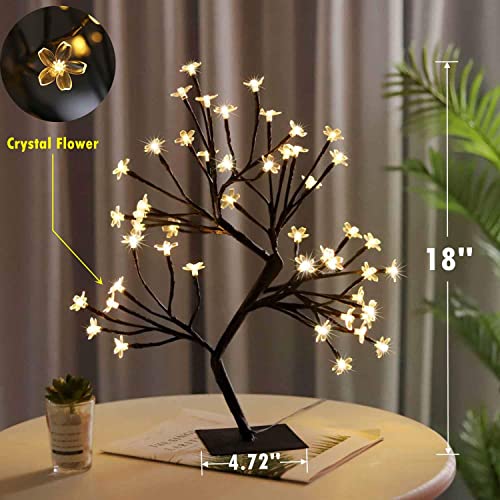 the purple tree مصباح شجرة الكرز المتألقة باللون الأرجواني 18 بوصة، 28 مصباح LED شجرة سيليكون بأفرع قابلة للتعديل لتزيين الغرفة، كهربائي بسلك (أبيض دافئ) - Image 4