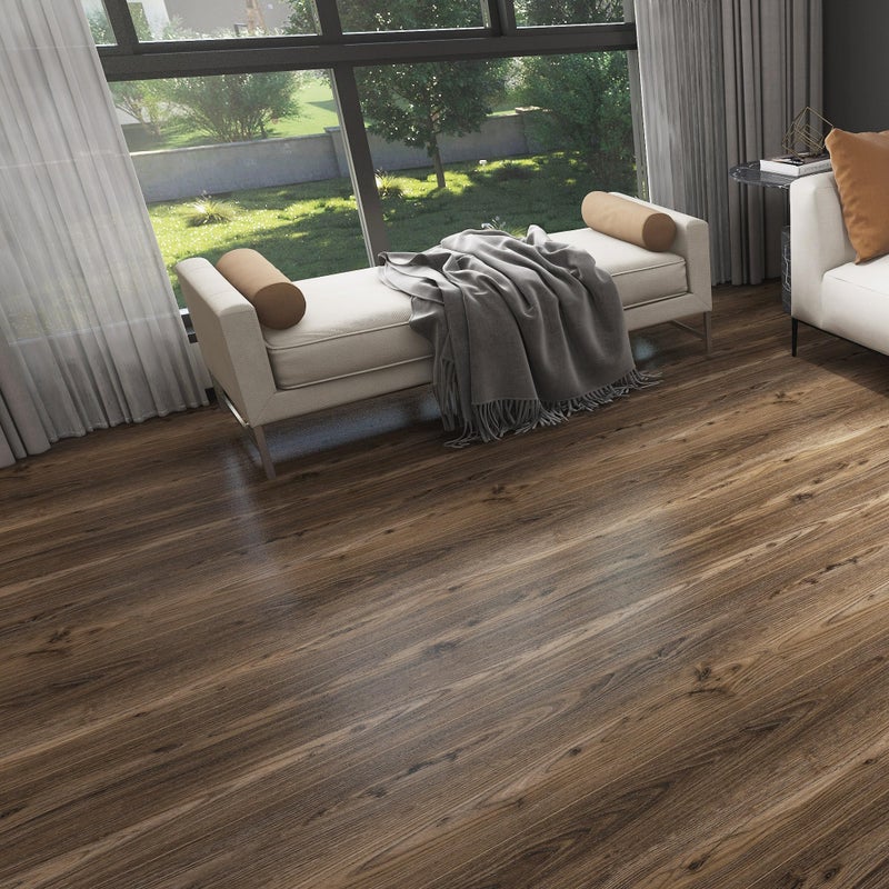 Lareko Peel and Stick Floor Tile â€“ 197" Length 12" Width Roll - Dark Brown Self-Adhesive Vinyl Flooring Waterproof, Wide Wood Plank for Easy Installation, Bedroom, Kitchen (16 Sq.Ft - Image 2