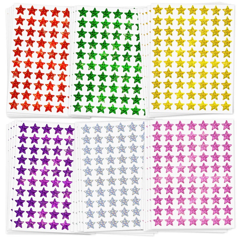labelon 2100 Pack,6 Colors, Holographic Small Star Stickers for Kids Reward, Behavior Chart, School Classroom Student Teacher Supplies, 0.6" Diameter - Image 1
