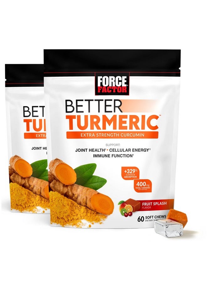 Force Factor Better Turmeric Joint Support Supplement For Extra Strength Joint Health Featuring Hydrocurc Turmeric Curcumin With Black Pepper For Superior Absorption Fruit Splash 120 Soft Chews  - Image 1