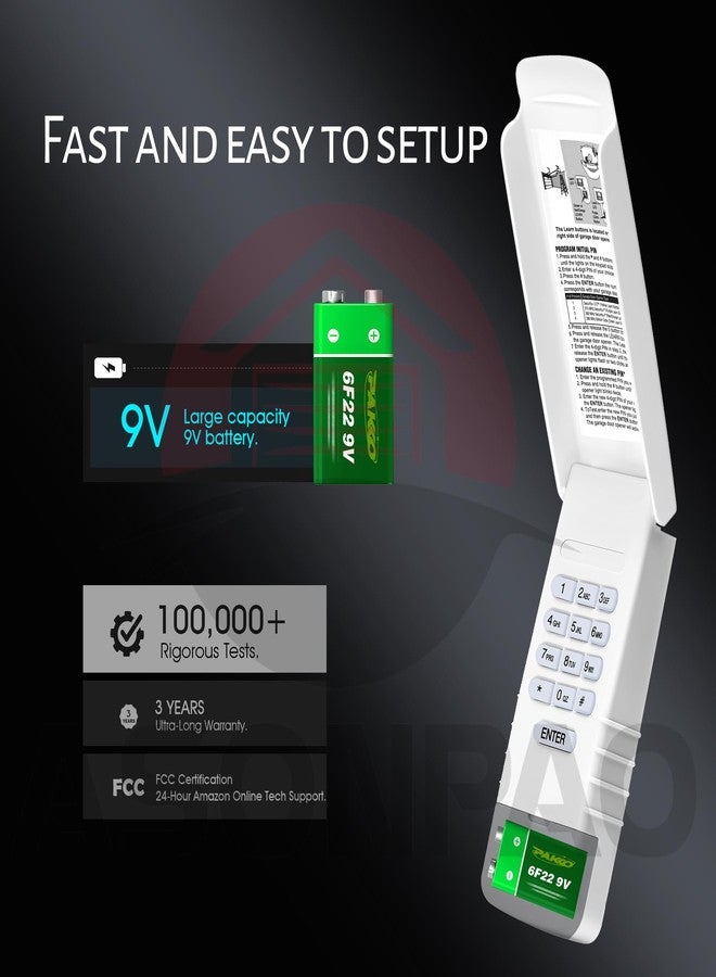 ASONPAO لوحة مفاتيح لاسلكية عالمية ASONPAO G940EV-P2 940EV-P2 940EV لأجهزة فتح أبواب المرآب من Chamberlain/Liftmaster (عبوة واحدة) - Image 3