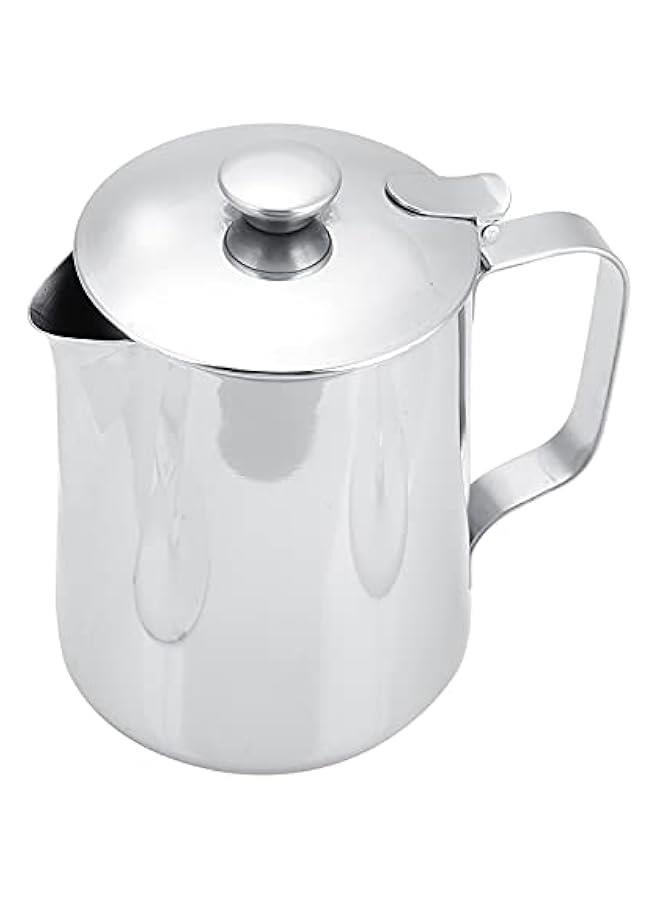 OCTOBER Stainless Steel Milk Frothing Pitcher, Stainless Steel Coffee Cup Mug Milk Frothing Pitcher Jug with Lid for Latte Coffee Art for Office Kitchen with handle(600ml) - Image 4