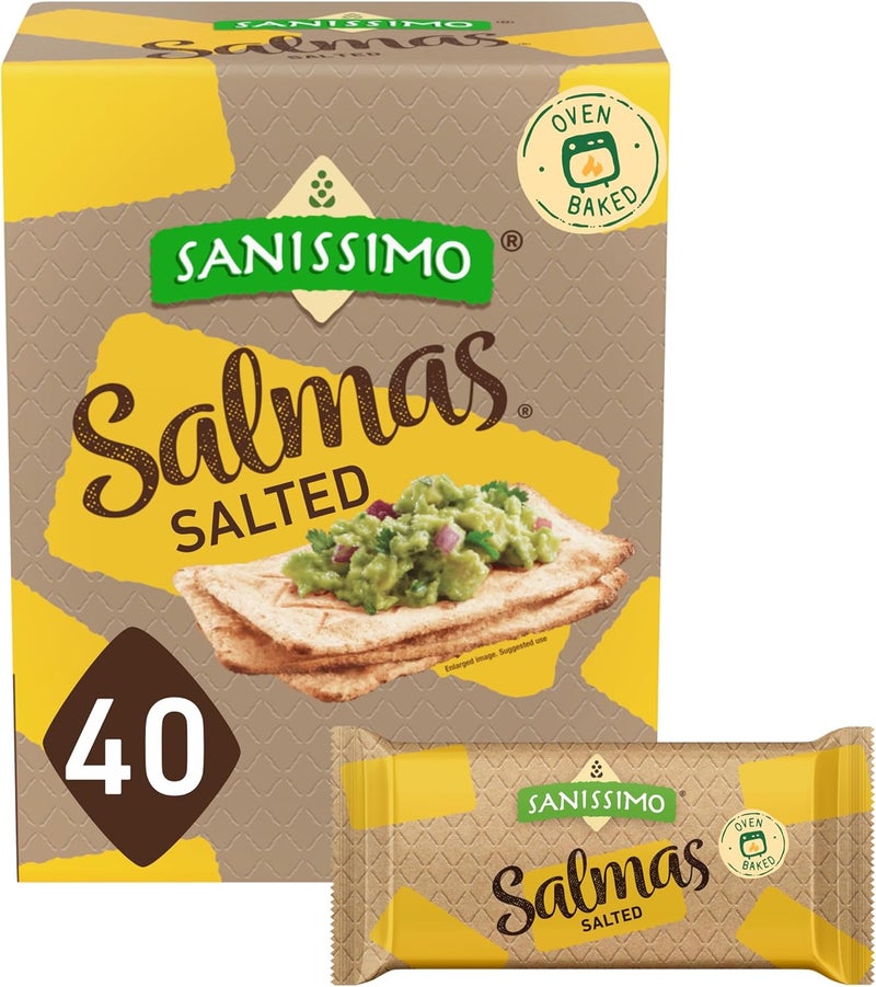 Sanissimo Salmas Salted Oven Baked Corn Crackers - 40 Packs of 3, Gluten Free, Non-GMO, Kosher Certified - Image 1