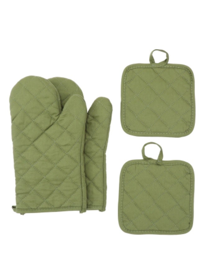 Oven Mitts and Pot Holders 4 pcs Set,High Heat Resistant 200 Degree Extra Thicken Long Kitchen Cotton Oven Glove for Cooking - Image 1