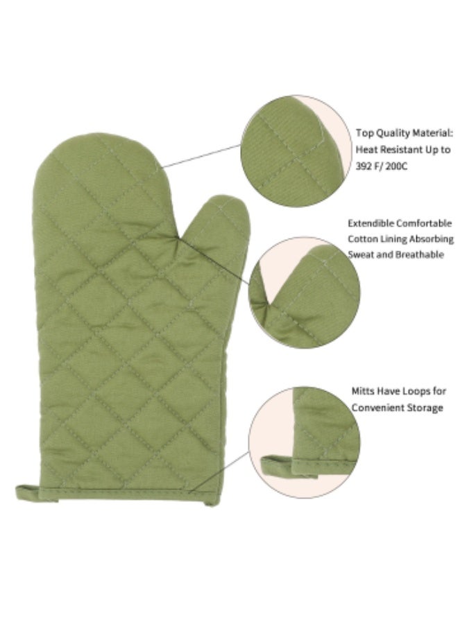 Oven Mitts and Pot Holders 4 pcs Set,High Heat Resistant 200 Degree Extra Thicken Long Kitchen Cotton Oven Glove for Cooking - Image 4