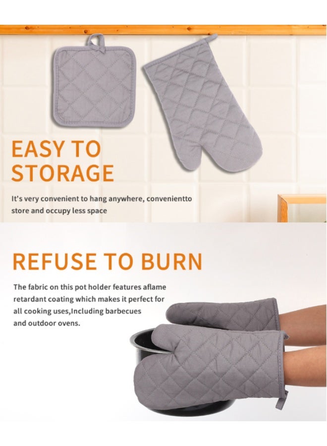 Oven Mitts and Pot Holders 4 pcs Set,High Heat Resistant 200 Degree Extra Thicken Long Kitchen Cotton Oven Glove for Cooking - Image 5