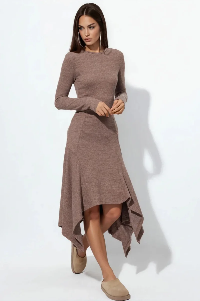 BUSEM A-line Midi Dress With Crew Neck