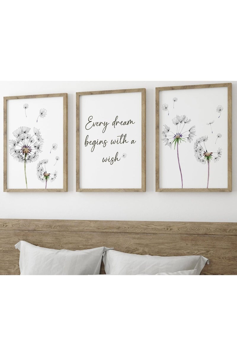 Eviepops Prints Eviepops Dandelion Quote Wall Art Set of 3 - Image 1