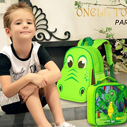 CCJPX 3PCS Toddler Backpack for Boys, 12'' Dinosaur Bookbag and Lunch Box Kindergarten Preschool Bag - Image 2