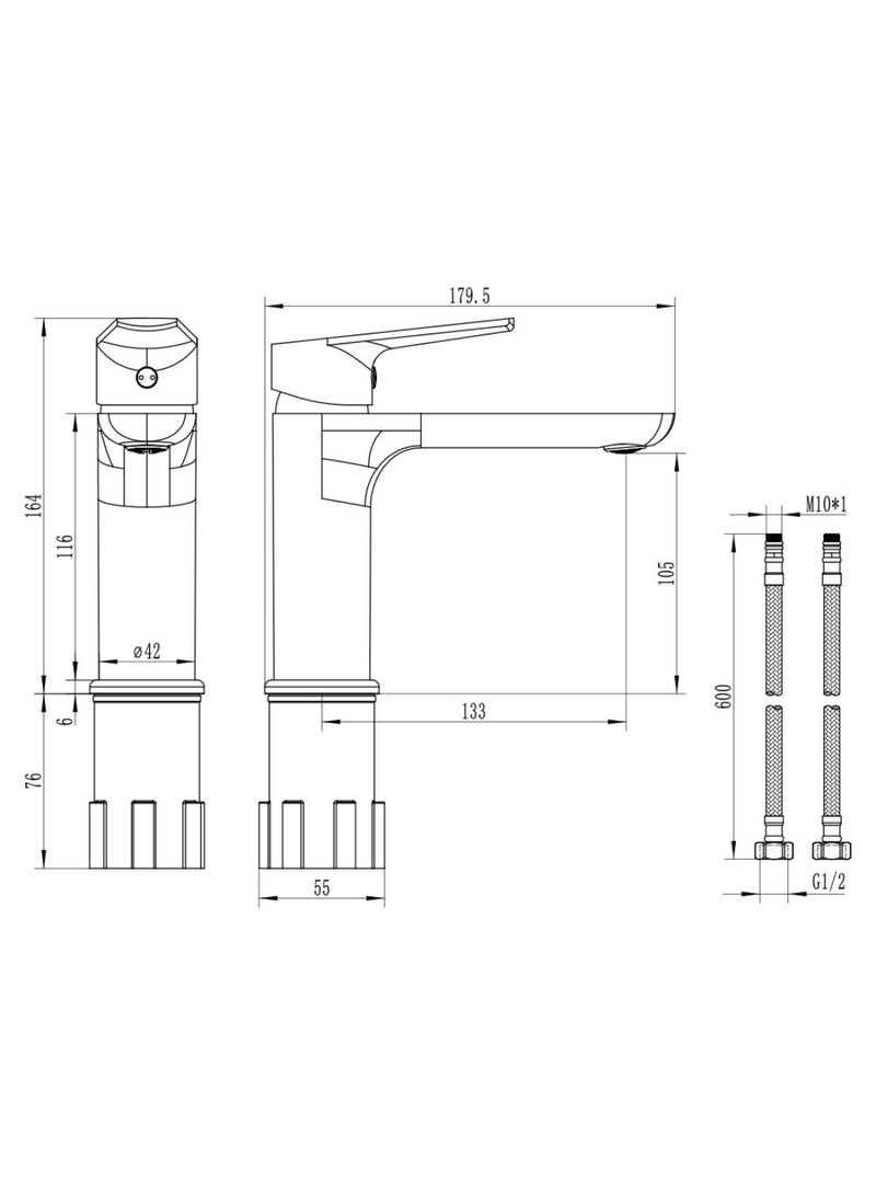 DANUBE HOME Milano Plus Bayz Plus Art Basin Mixer – Durable Brass Construction & Sleek Design for Stylish Washbasins Matt Gold - Image 2