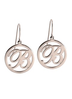Silver 925 Personalized Cut Out Initial Drop Earrings