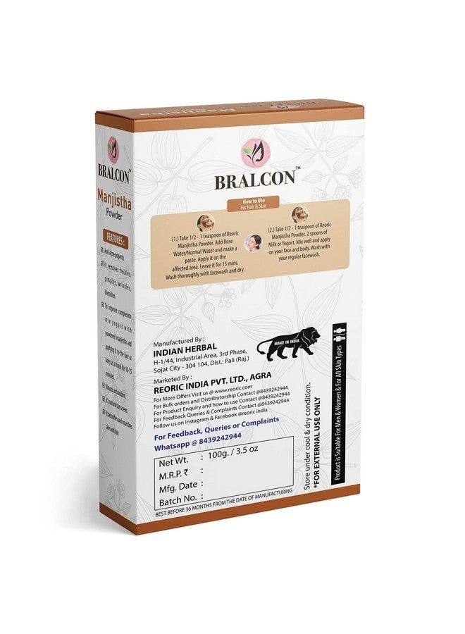 BRALCON Orange, Mulethi, Manjistha Powder Combo -300g(100g x 3 Pack) for Face Masks, Glowing skin, Hair - Image 4