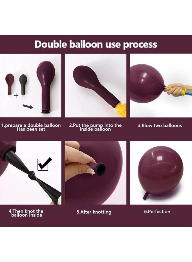 Partycus Dark Purple White Balloon Arch Kit, Double Stuffed Plum Burgundy Pearl White Sand Gold Balloon Garland with Clear Bobo Latex for Birthday Baby Shower Bridal Wedding Anniversary Party Decoration - Image 5