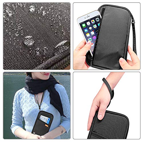 homchen RFID Blocking Family Passport Wallet Holder Waterproof, Travel Document Organizer Credit Card Clutch Bag for Men Women (Black) - Image 3