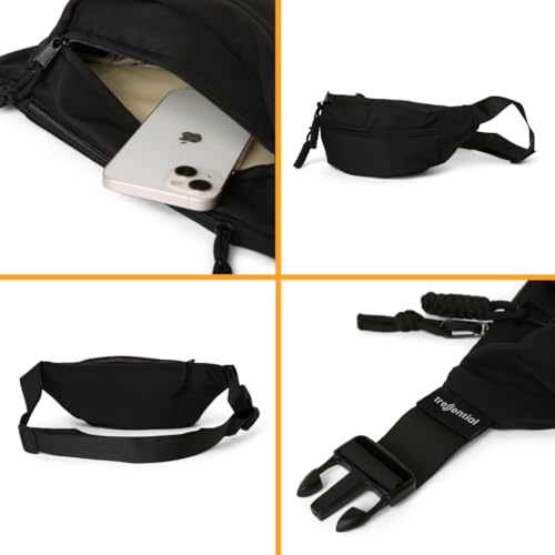 Tressential Waist Bag for Men Women | Cross Body Fanny Pack Sling Bag for Hiking, Travel, Camping, Outdoor Sports, Cycling | Money Belt with Adjustable Strap (Black) - Image 5