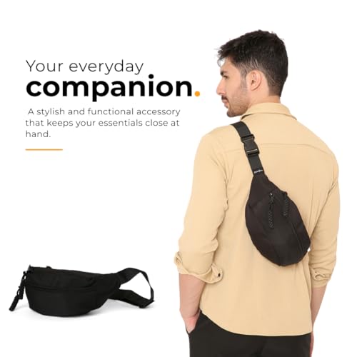 Tressential Waist Bag for Men Women | Cross Body Fanny Pack Sling Bag for Hiking, Travel, Camping, Outdoor Sports, Cycling | Money Belt with Adjustable Strap (Black) - Image 3