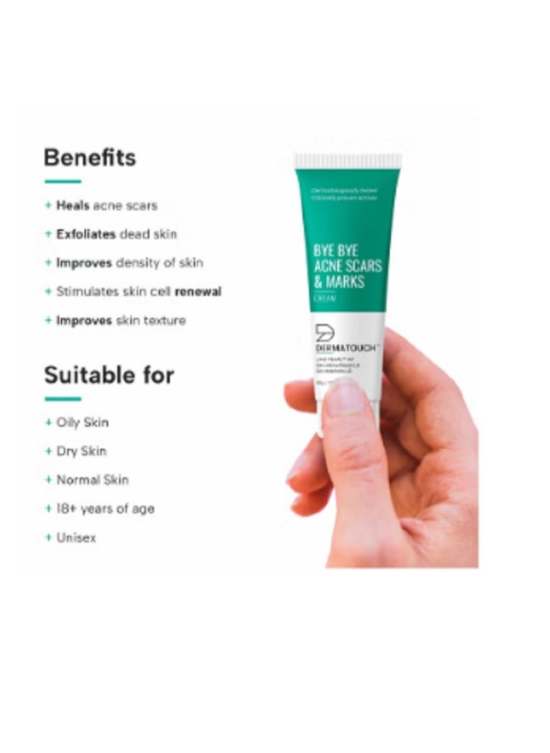 DERMATOUCH Bye Bye Acne Scars & Marks Cream Acne Scars Corrector Formulated Specially Suitable For All Skin Types 30gm  - Image 2