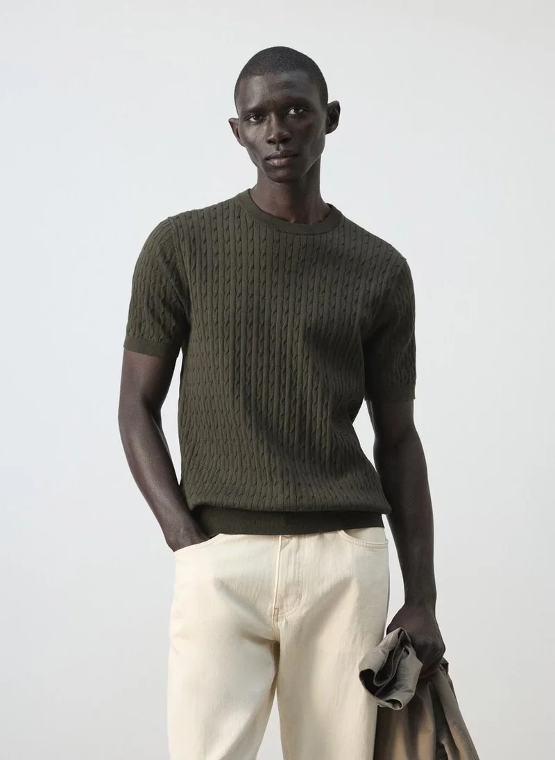 مانجو مان Cable knit T-shirt 100% cotton