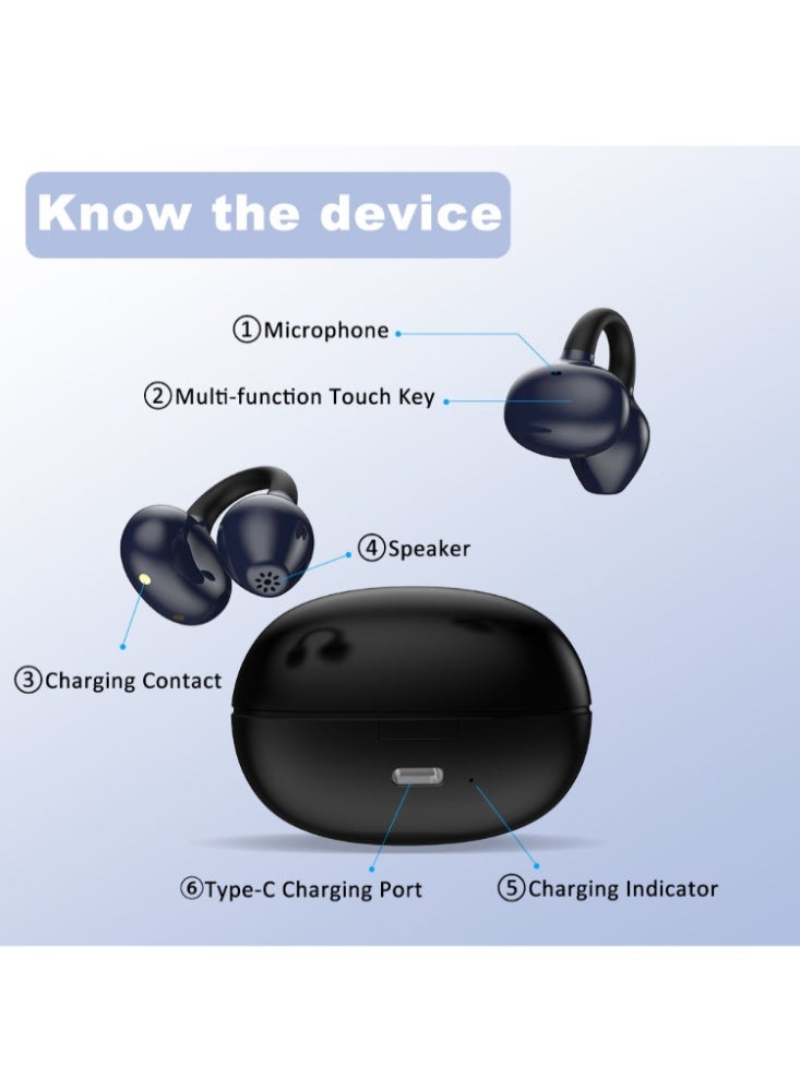 Bestrio BC03 Open Wearable Stereo BT6.0 Earbuds Lightweight Wireless Earphones with Touch Control & Long Battery Life - Image 2