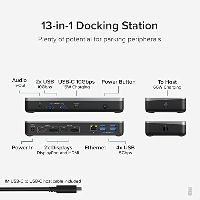 Plugable 12-IN-1 DUAL 4K USB C DOCKING STATION, WORKS WITH CHROMEBOOK CERTIFIED, 60W CHARGING DOCK, COMPATIBLE WITH CHROMEOS AND WINDOWS, 2X HDMI, 2X DISPLAYPORT, 1X ETHERNET, 1X USB-C, 6X USB, AUDIO - Image 2