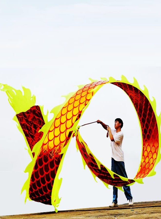 DSJUGGLING 3D Dragon Poi with 340g Weighted Ball & 1.1 Meters Swing Rope - Silk Flowy Shaking & Flinging Chinese Golden Dragon Ribbon Streamer + Travel Bag! (8 Meters (26.2 FT), Golden Gold Dragon) - Image 2