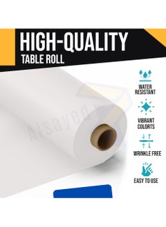 AlsayedP 40 Pcs Sufra Roll White Plastic Table Cover Roll 105 * 85 cm Disposable Table Cloth for Picnic, Party, Banquet, Birthdays, Weddings (White 40pcs)  - Image 4