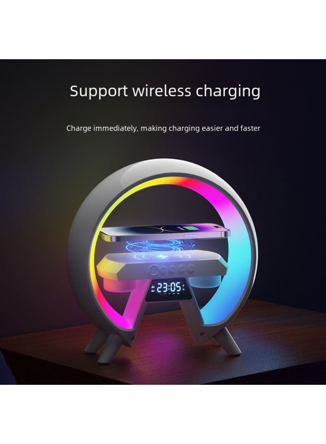 نيوترل مكبر صوت بلوتوث لاسلكي متعدد الوظائف G63 ملون مع إضاءة وساعة للشحن اللاسلكي بجانب السرير - Image 4