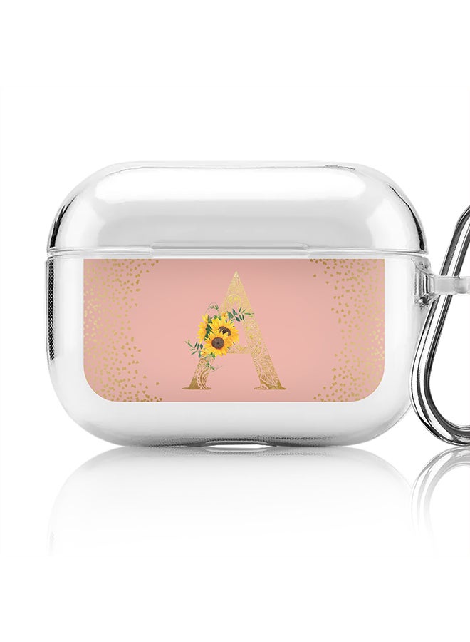 Stylizedd Classic Clear printed Case for Apple AirPods Pro 2nd Generation Thin Transparent Cover - Custom Monogram Initial Letter Mandala Floral Pattern Alphabet - A (Rose Pink ) - Image 1