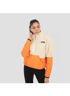 DIADORA جاكيت شيربا ذا سحاب نصف بطول 1/2 للنساء بتصميم ملون لون كريمي - D202018-580  - Image 4