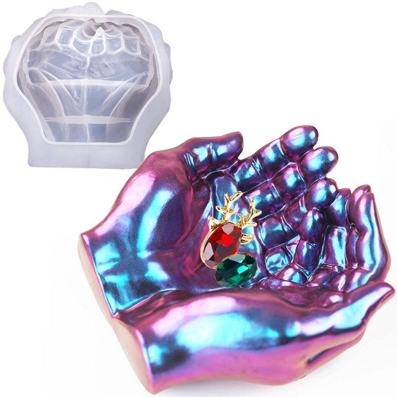 Actvty Hand Mold for Resin Hand Shape Tray Silicone Mold for Epoxy Casting DIY Jewelry Storage Dish Candle Holder Succulent Pot Home Decor Craft Gift