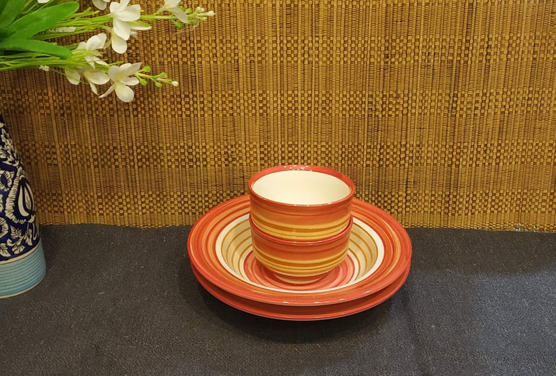 Caffeine Ceramic Handmade Orange Biedge Soup Combo Set of 4 - Image 3